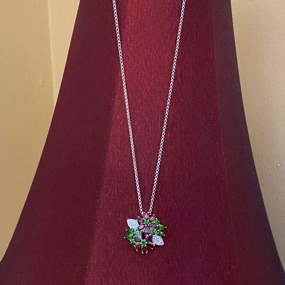 NWOT MULTI STONE FLORAL STERLING NECKLACE - Picture 8 of 8